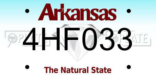 4HF033 Arkansas License Plate