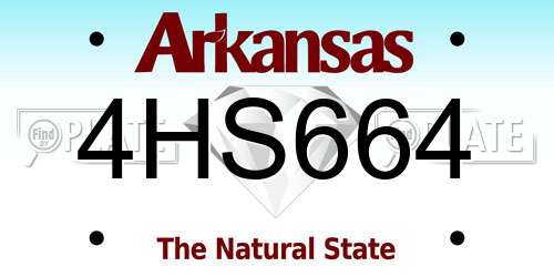 4HS664 Arkansas License Plate