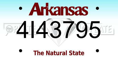 4I43795 Arkansas License Plate