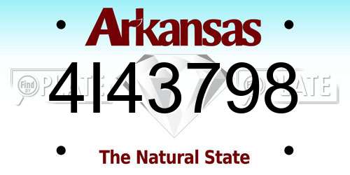 4I43798 Arkansas License Plate