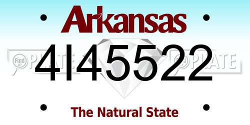 4I45522 Arkansas License Plate