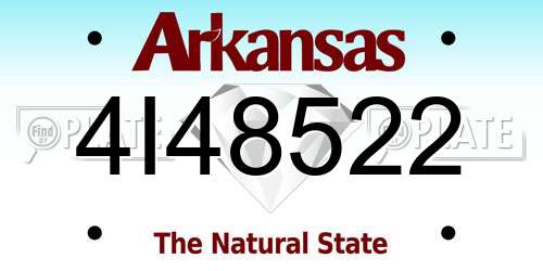 4I48522 Arkansas License Plate