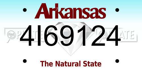 4I69124 Arkansas License Plate