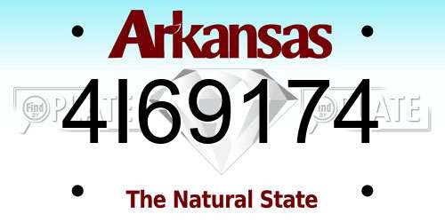4I69174 Arkansas License Plate