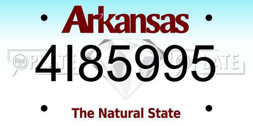 4I85995 Arkansas License Plate
