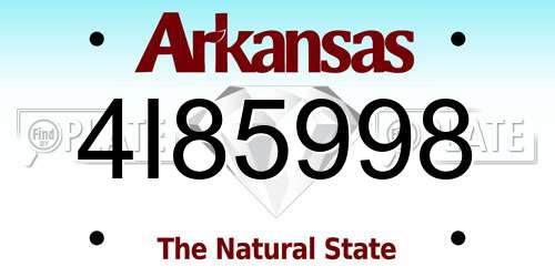 4I85998 Arkansas License Plate