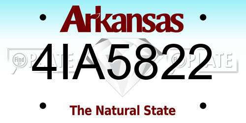 4IA5822 Arkansas License Plate