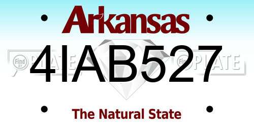 4IAB527 Arkansas License Plate
