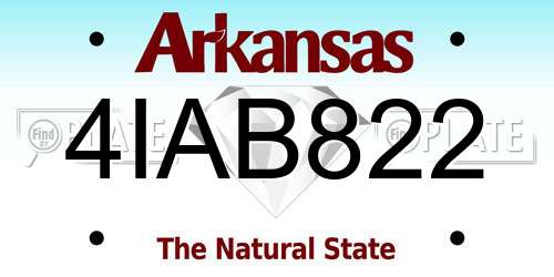 4IAB822 Arkansas License Plate