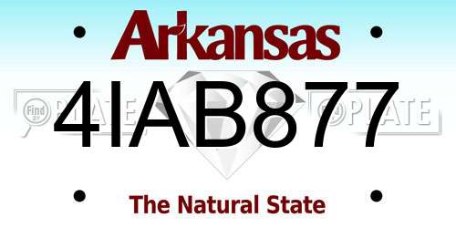 4IAB877 Arkansas License Plate