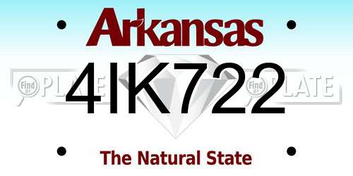 4IK722 Arkansas License Plate