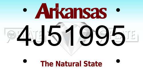 4J51995 Arkansas License Plate