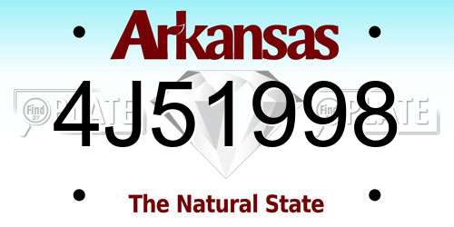 4J51998 Arkansas License Plate
