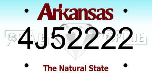 4J52222 Arkansas License Plate