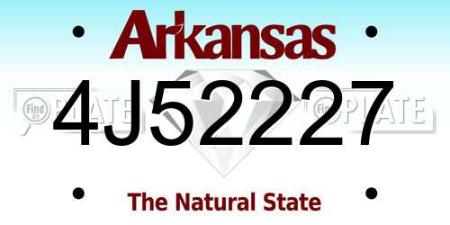 4J52227 Arkansas License Plate