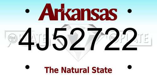 4J52722 Arkansas License Plate
