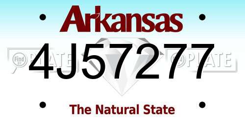 4J57277 Arkansas License Plate