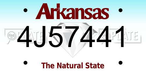 4J57441 Arkansas License Plate