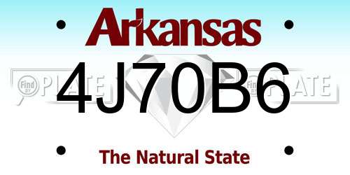4J70B6 Arkansas License Plate