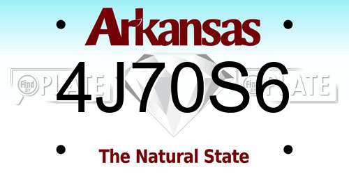 4J70S6 Arkansas License Plate