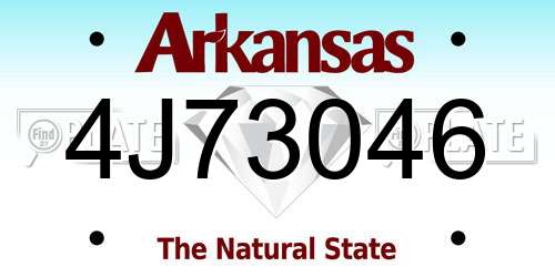 4J73046 Arkansas License Plate