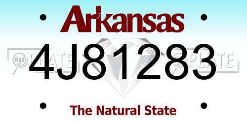 4J81283 Arkansas License Plate