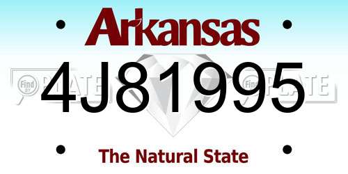 4J81995 Arkansas License Plate