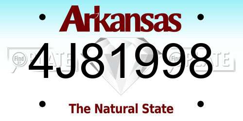 4J81998 Arkansas License Plate