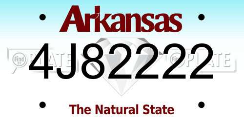 4J82222 Arkansas License Plate