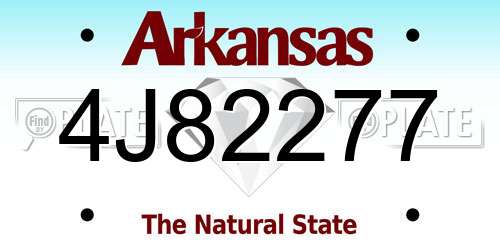 4J82277 Arkansas License Plate