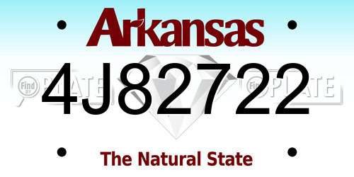 4J82722 Arkansas License Plate