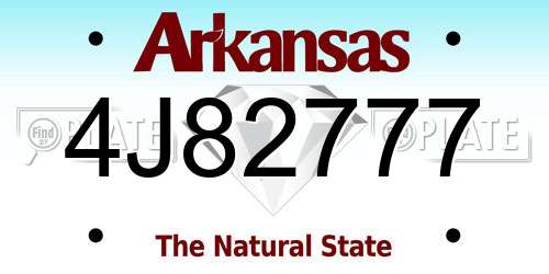 4J82777 Arkansas License Plate
