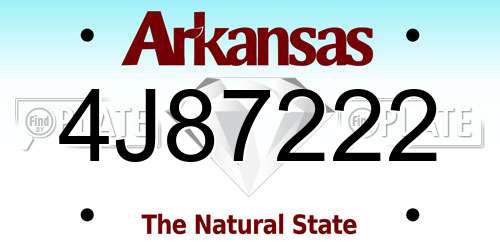 4J87222 Arkansas License Plate