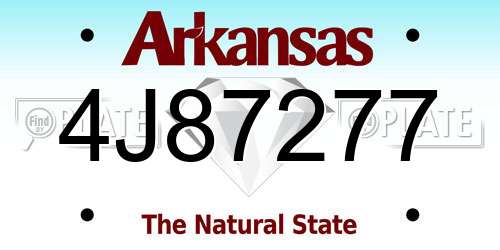 4J87277 Arkansas License Plate