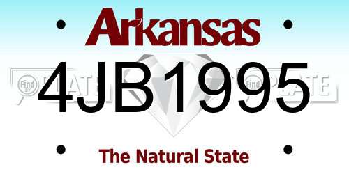 4JB1995 Arkansas License Plate