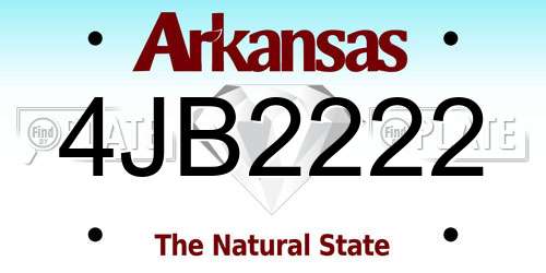 4JB2222 Arkansas License Plate
