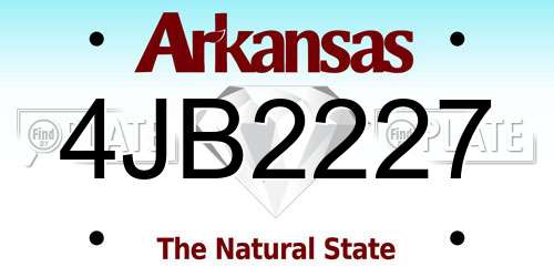 4JB2227 Arkansas License Plate