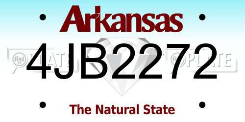 4JB2272 Arkansas License Plate