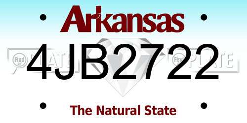 4JB2722 Arkansas License Plate