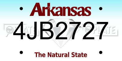 4JB2727 Arkansas License Plate