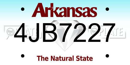 4JB7227 Arkansas License Plate