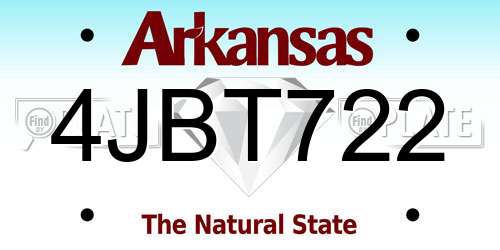 4JBT722 Arkansas License Plate