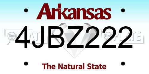 4JBZ222 Arkansas License Plate