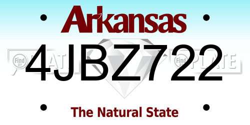 4JBZ722 Arkansas License Plate