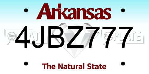 4JBZ777 Arkansas License Plate
