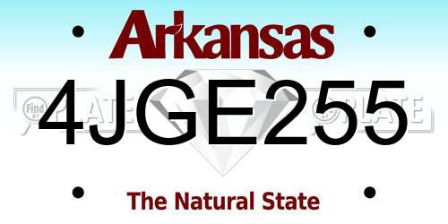 4JGE255 Arkansas License Plate