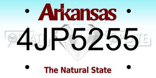 4JP5255 Arkansas License Plate