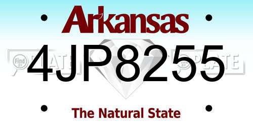 4JP8255 Arkansas License Plate