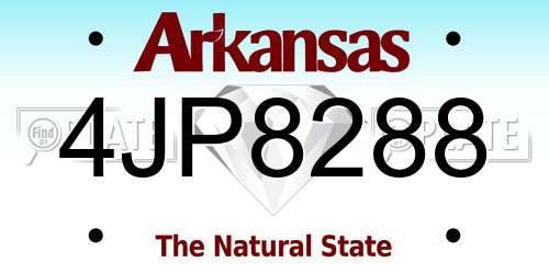 4JP8288 Arkansas License Plate