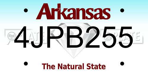 4JPB255 Arkansas License Plate